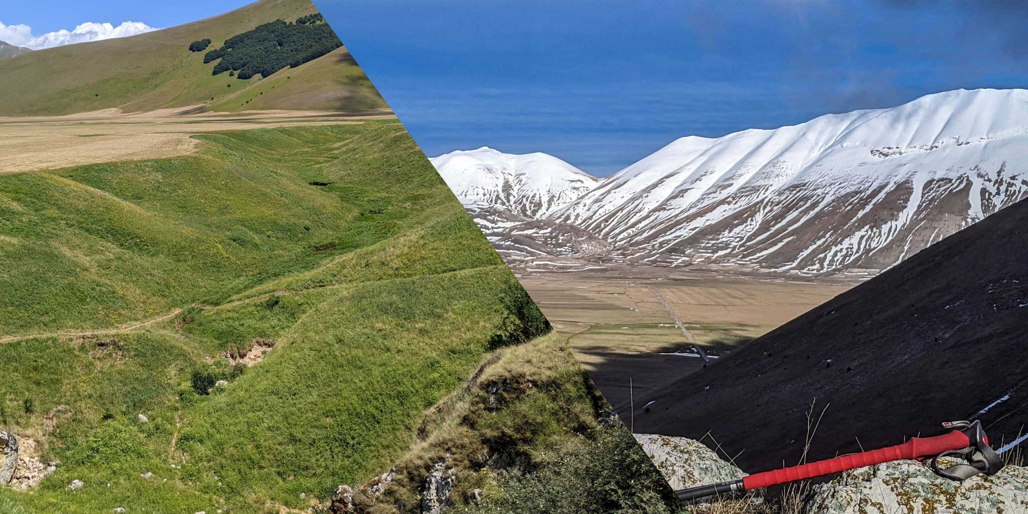 escursione fosso dei mergani in primavera castelluccio di norcia piangrande panorami cime depressioni