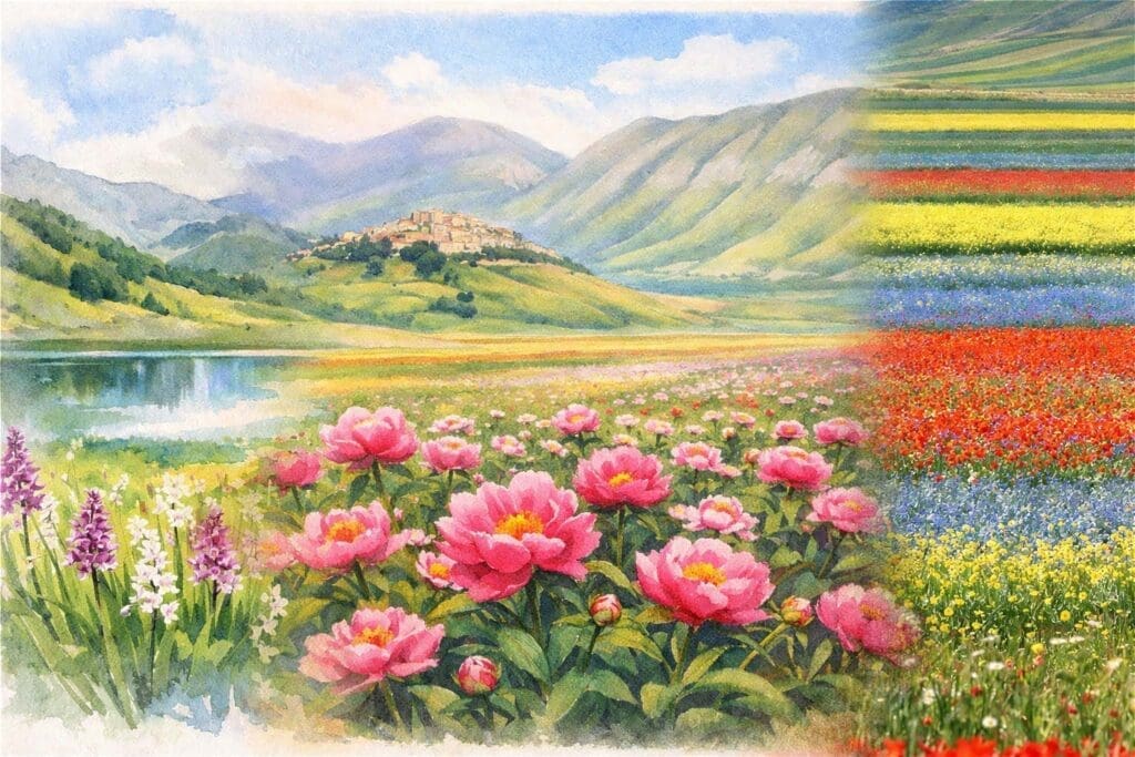 come funziona la fioritura castelluccio di norcia